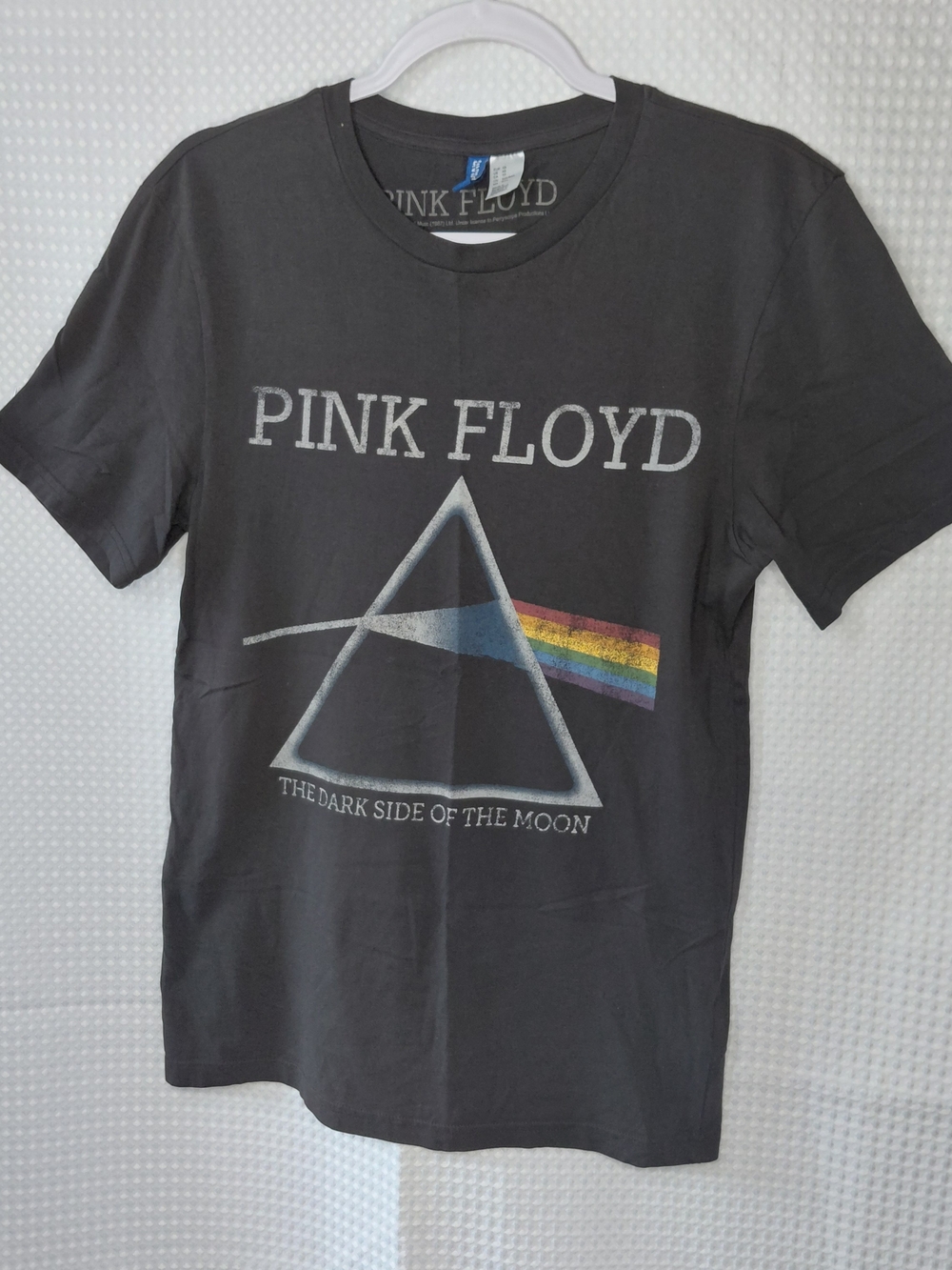 Divided Pink Floyd Washed Black Men's T-Shirt with Prism Rainbow Graphic Sz XS